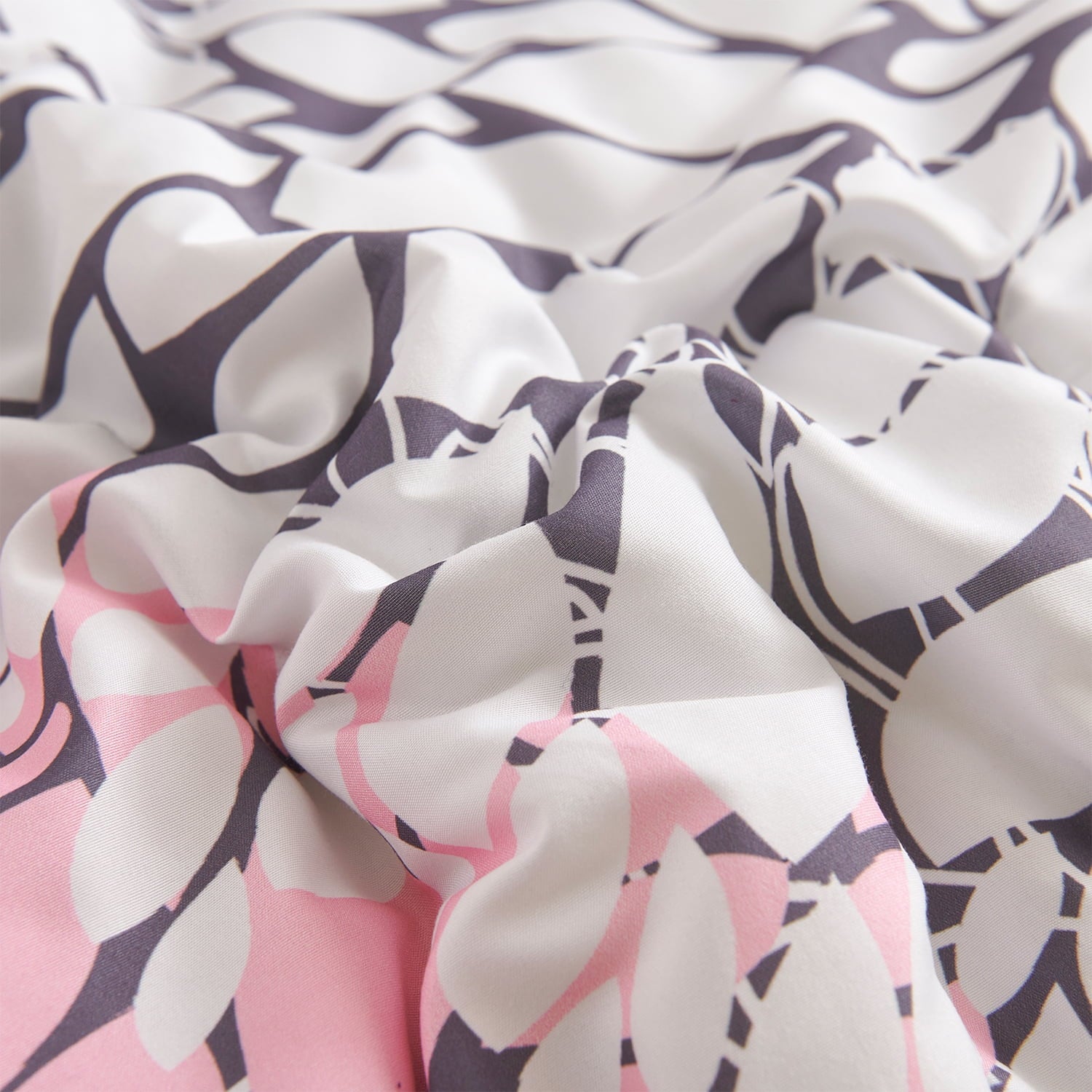 Koniroom Pink and Grey Floral Comforter Set, Botanical Bedding Sets Queen Size with Cute Flowers Printing for Women Teen Girls All Season 3 Pieces Comforters with 2 Pillow Shams (90x90 Inches)