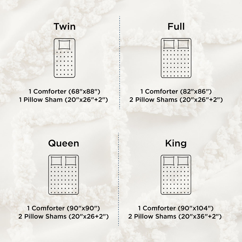U by Bedsure Tufted Boho Comforter Set Queen, Beige, 3 Pieces Farmhouse Shabby Chic Embroidery Bedding Set, Soft Jacquard Comforter for All Seasons