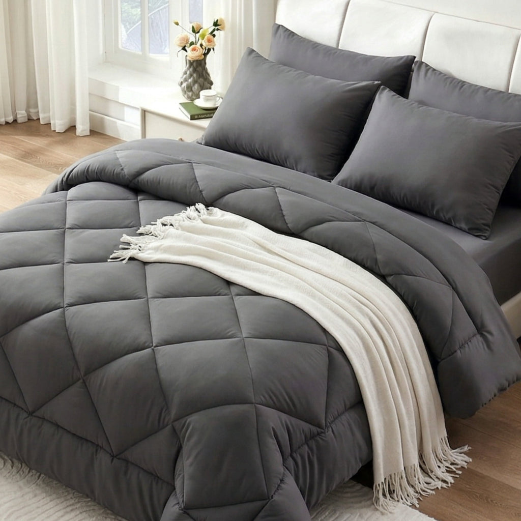 BDEUS Twin Comforter Set 4 Pieces,Comforter Set,Bed in a Bag, Bedding Set with Comforter,Fitted Sheet,Flat Sheet,Pillowcase, All Season
