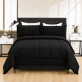 YEPCLUB 3-Piece Queen Size Comforter Set, Black Down Alternative Reversible Bedding Set, All-Season Quilted Soft Comforter with Pillowcases