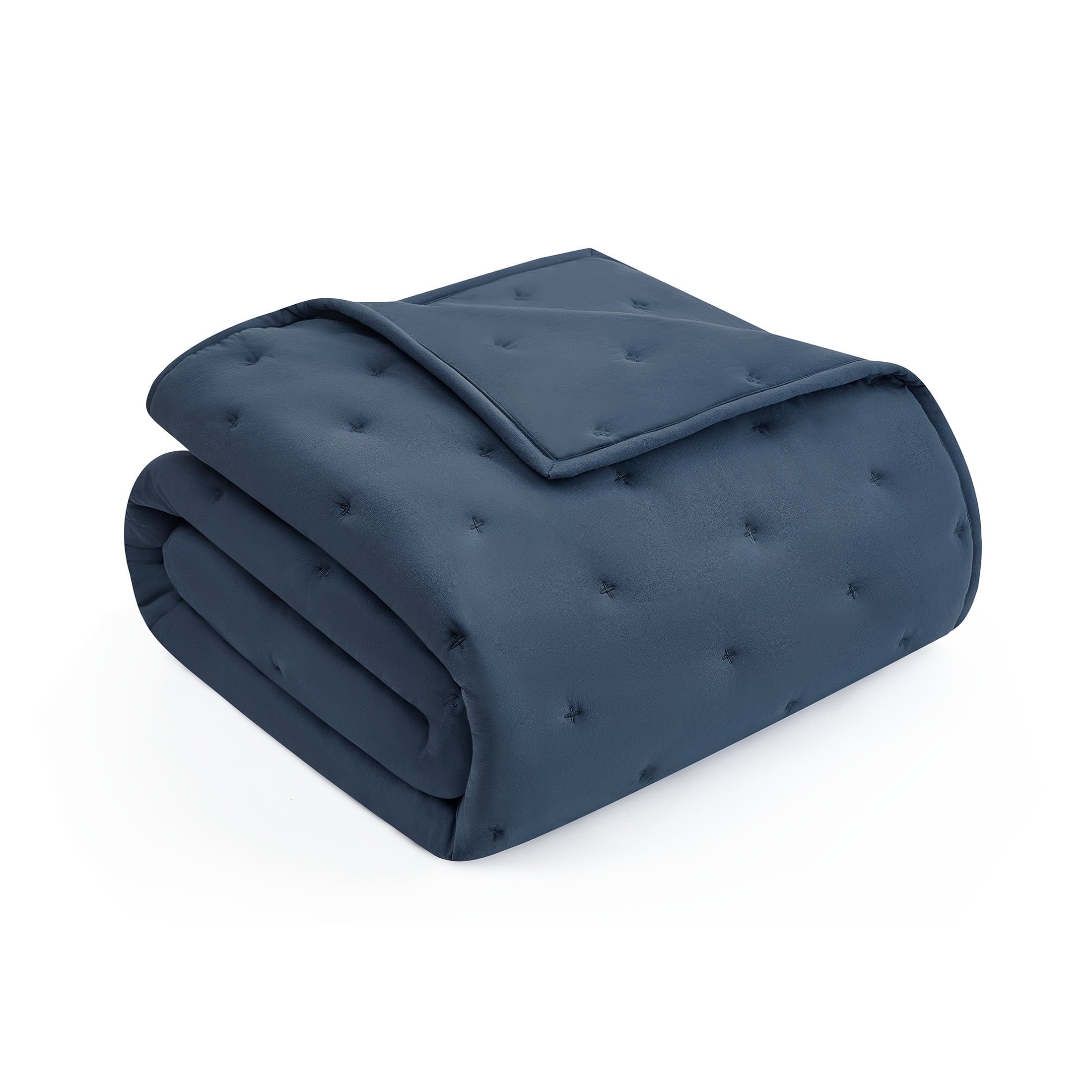 Mainstays Full/Queen Comforter Set, Soft Lightweight & All Season, 3-Piece, Navy Blue
