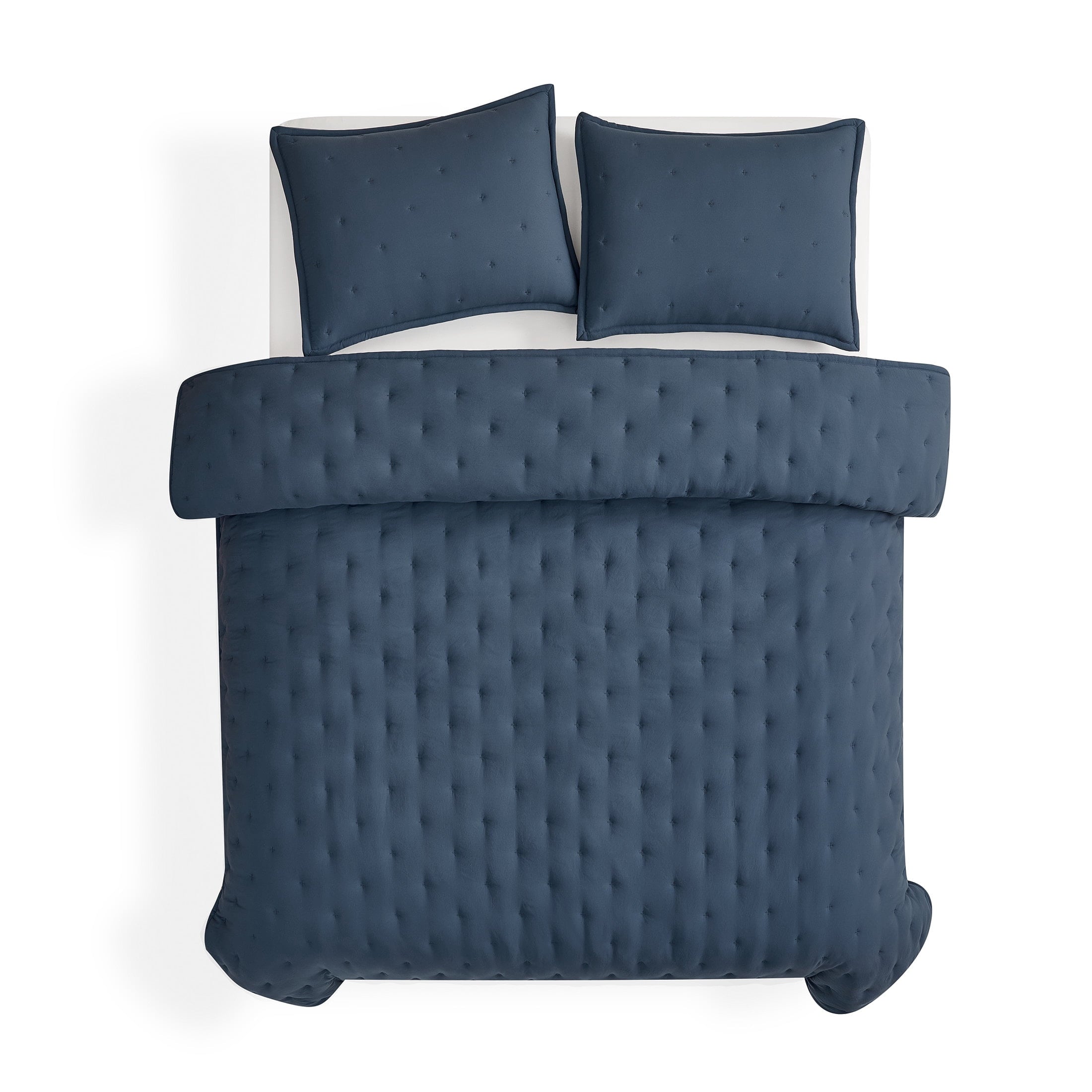 Mainstays Full/Queen Comforter Set, Soft Lightweight & All Season, 3-Piece, Navy Blue